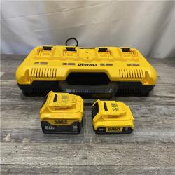 AS-IS DEWALT 20-Volt MAX 4-Port Charger with 20-Volt MAX Lithium-Ion 5.0 Ah and 2.0 Ah Batteries