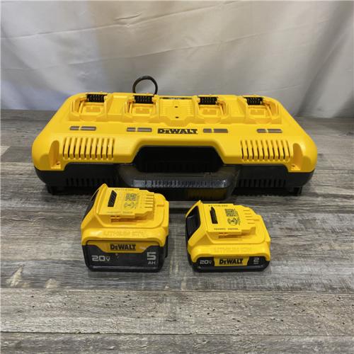 AS-IS DEWALT 20-Volt MAX 4-Port Charger with 20-Volt MAX Lithium-Ion 5.0 Ah and 2.0 Ah Batteries