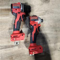 HOUSTON LOCATION - AS-IS Milwaukee M18 18V Lithium-Ion Brushless Cordless Compact Drill/Impact Combo Kit (2-Tool) W/(2) 2.0 Ah Batteries  Charger & Bag