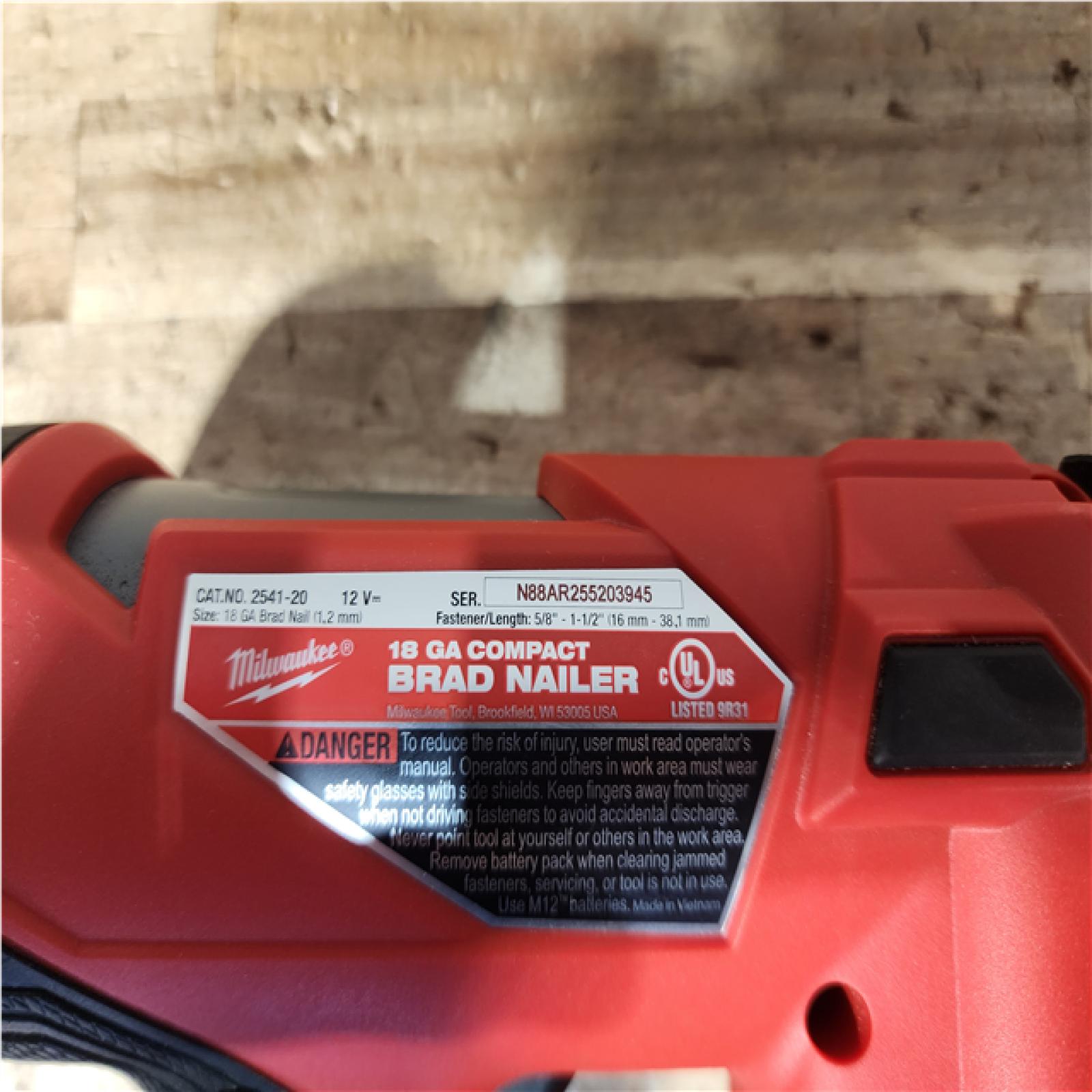 Houston Location AS-IS Milwaukee FUEL 12-Volt Lithium-Ion Brushless Cordless 18-Gauge 1-1/2 in. Compact Brad Nailer (Tool Only)