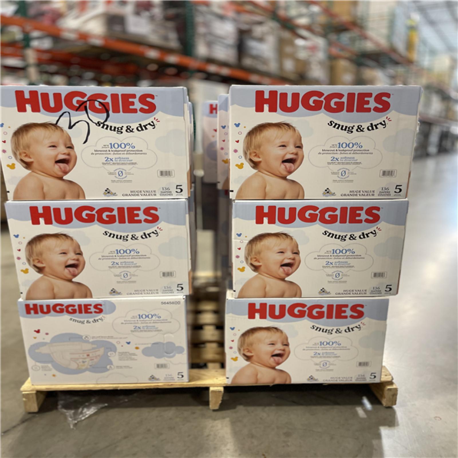 DALLAS LOCATION - Huggies Size 5 Diapers  Snug & Dry Baby Diapers PALLET-(30 CASES)