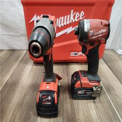 AS-IS MILWAUKEE FUEL 18V Lithium-Ion Brushless Cordless Hammer Drill and Impact Driver Combo Kit (2-Tool) with 2 Batteries