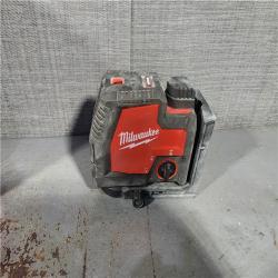 HOUSTON LOCATION - AS-IS Milwaukee-3522-21 Green Beam Laser Cross Line Plumb Point USB Rechargeable