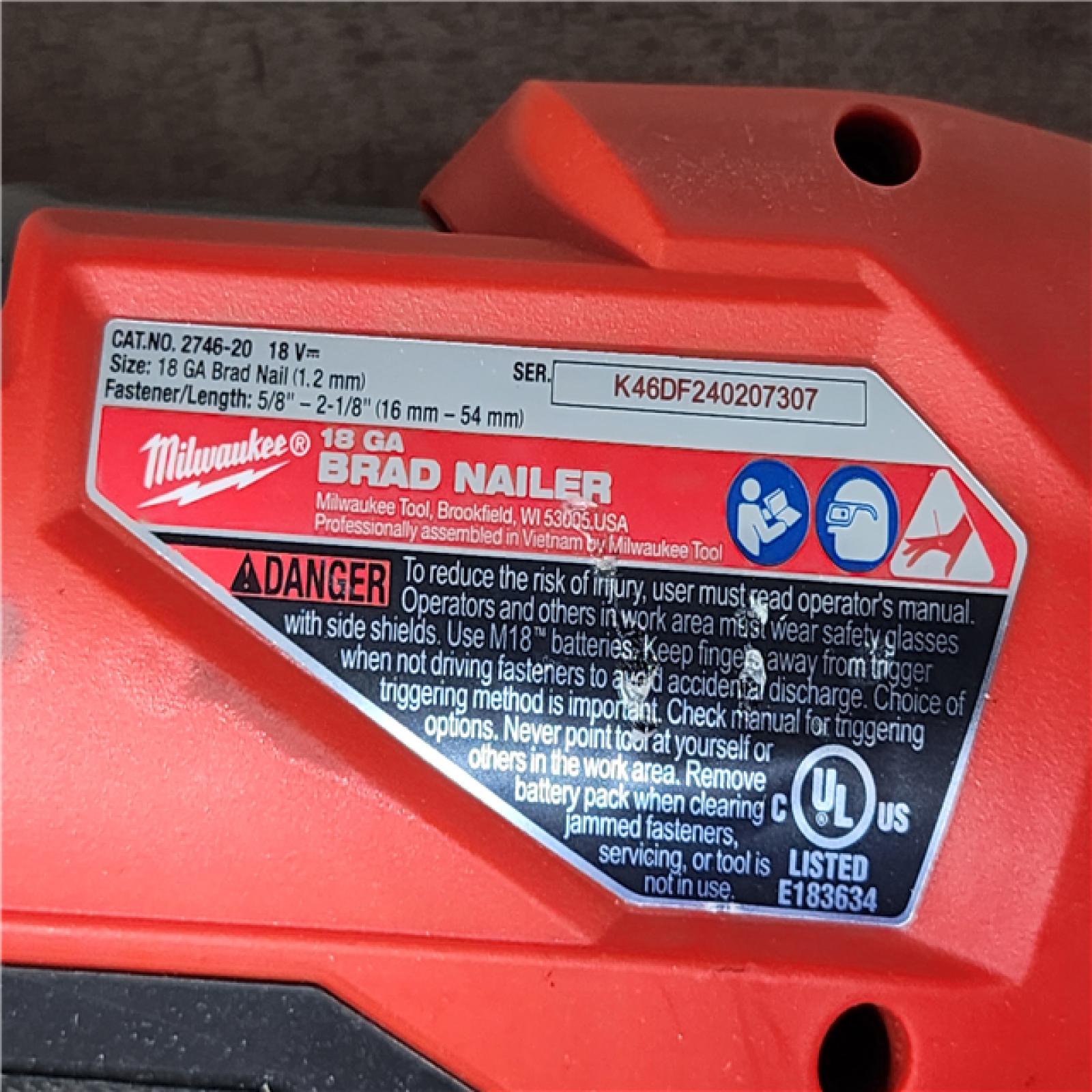 HOUSTON LOCATION - AS-IS Milwaukee M18 Fuel 18V Brushless 18-Gauge Brad Nailer 2746-20 (Bare Tool)