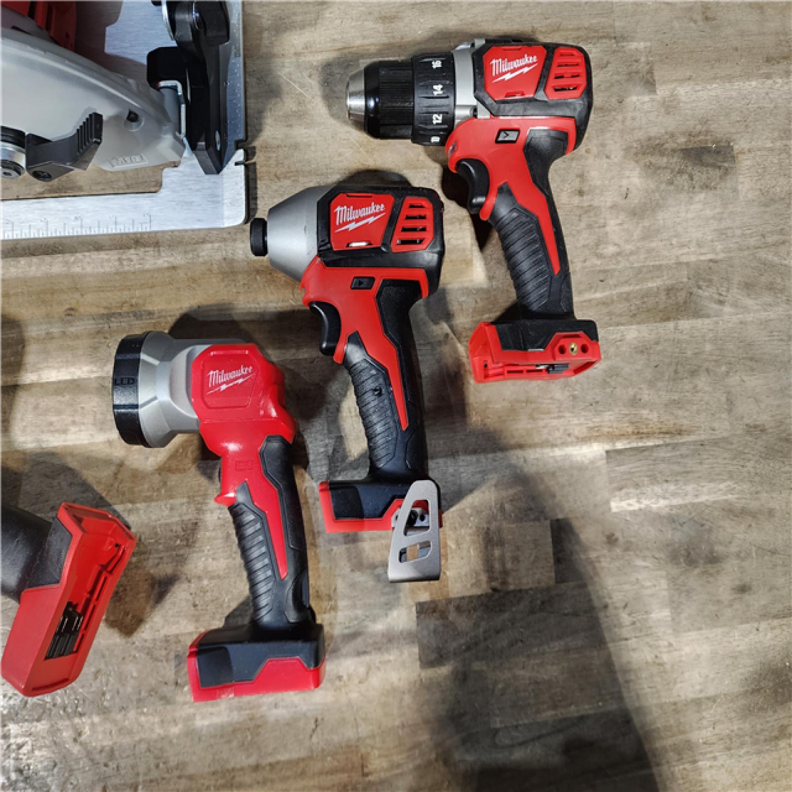 HOUSTON LOCATION - AS-IS M18 18V Lithium-Ion Cordless Combo Kit (5-Tool) with (1) 3.0Ah and (1) 1.5Ah Battery, (1) Charger, (1) Tool Bag