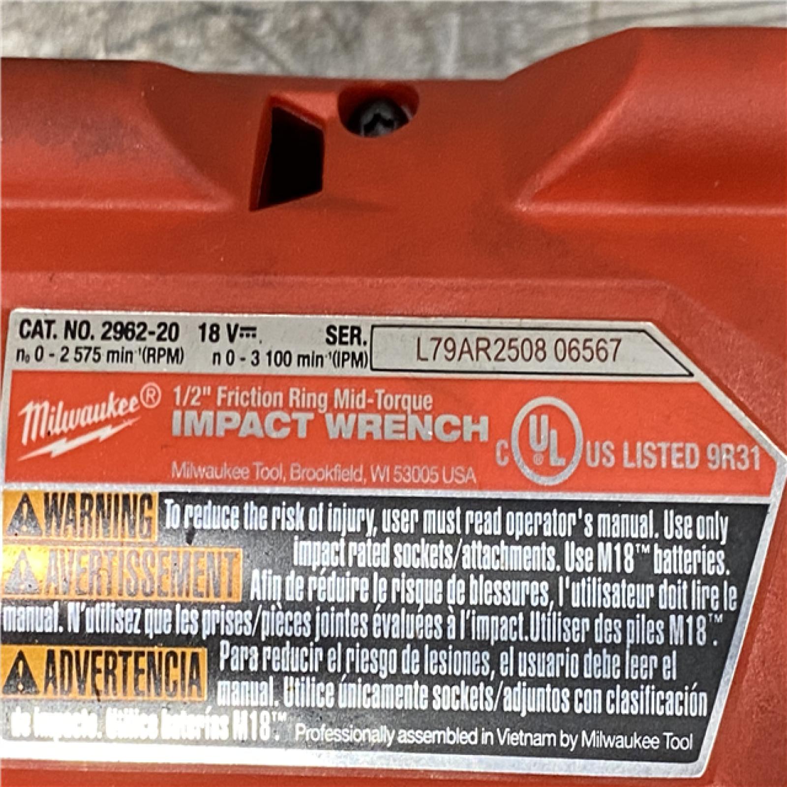 AS-IS Milwaukee FUEL Gen-2 18V Lithium-Ion Brushless Cordless Mid Torque 1/2 in. Impact Wrench w/Friction Ring (Tool-Only)