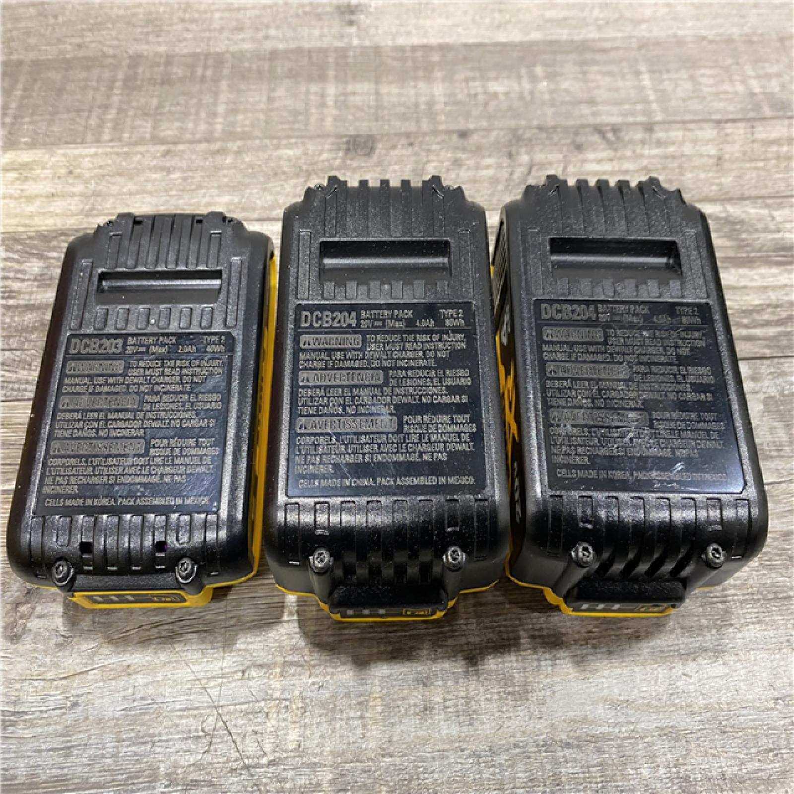 AS-IS DEWALT 20V MAX Lithium-Ion 2.0 Ah and (2) 4.0 Ah Battery Packs (3-Pack)