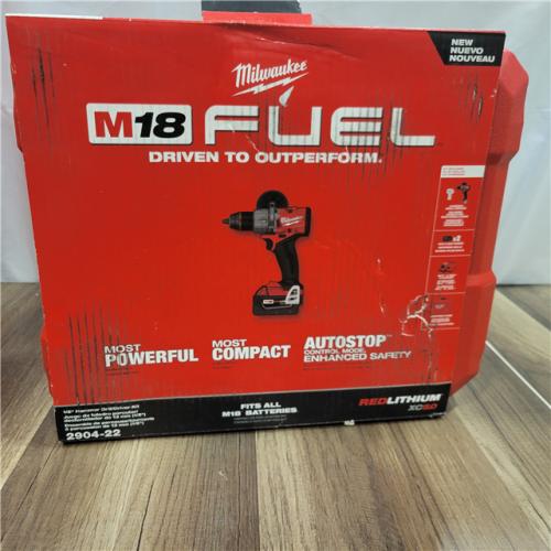 AS-IS Milwaukee Hammer Drill Driver Kit with Batteries  Charger & Tool Case  Red