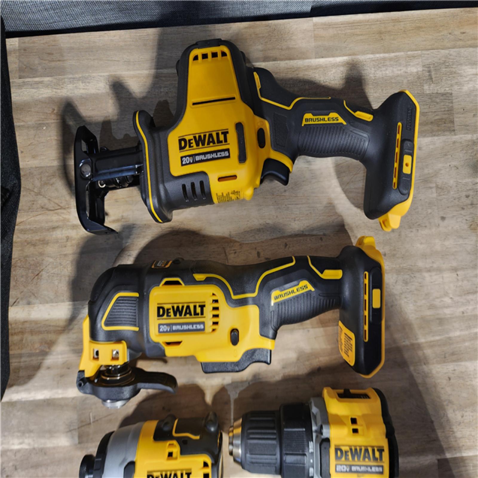 HOUSTON LOCATION - AS-IS (APPEARS LIKE NEW) DeWalt 20V MAX ATOMIC Cordless Brushless 4 Tool Combo Kit