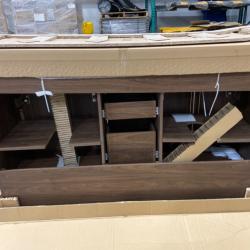 DALLAS LOCATION - Home Decorators Collection Doveton 60 in. Double Sink Dark Walnut Bath Vanity with White Engineered Marble Top (Assembled)