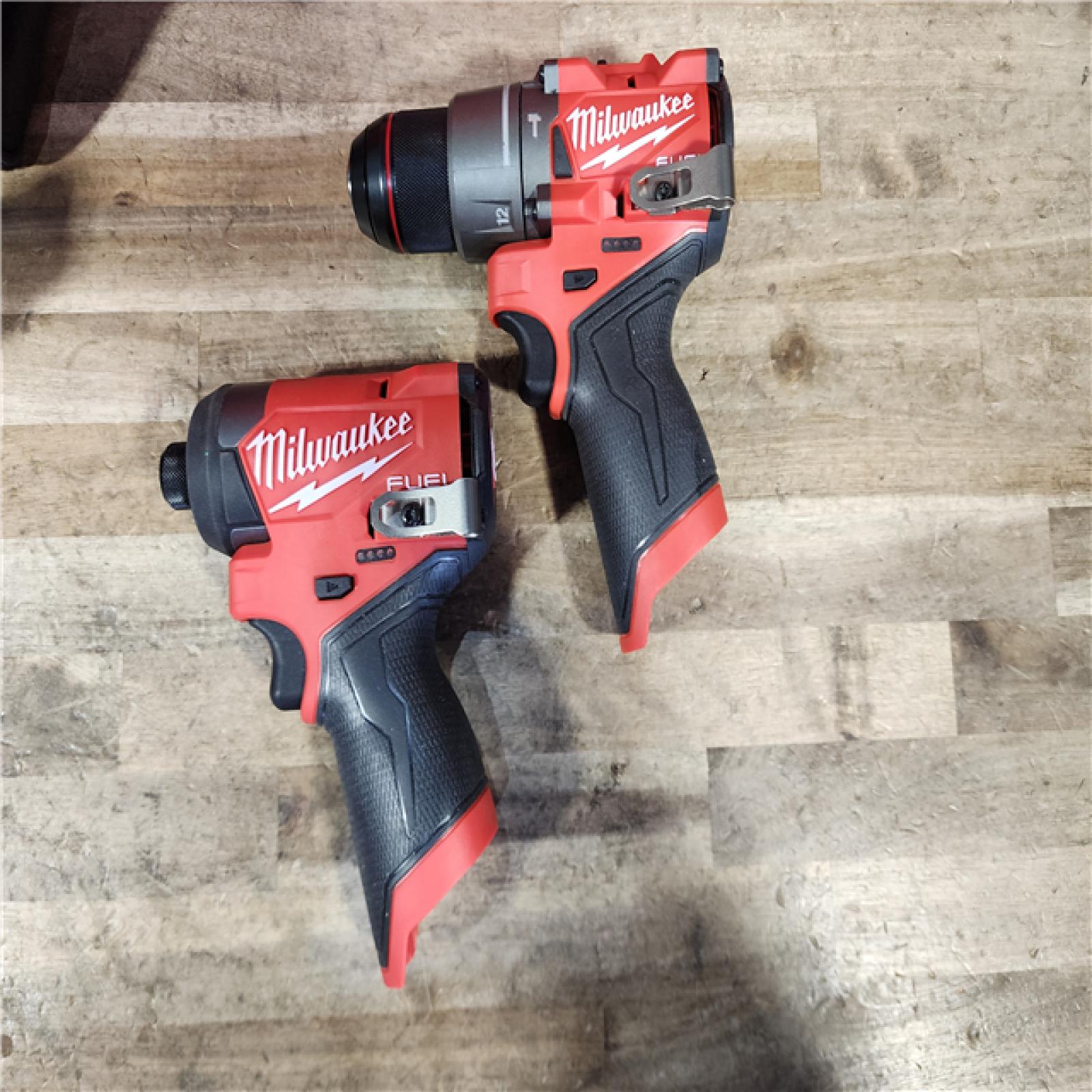 HOUSTON LOCATION - AS-IS Milwaukee FUEL 12-Volt Lithium-Ion Brushless Cordless Hammer Drill and Impact Driver Combo Kit
