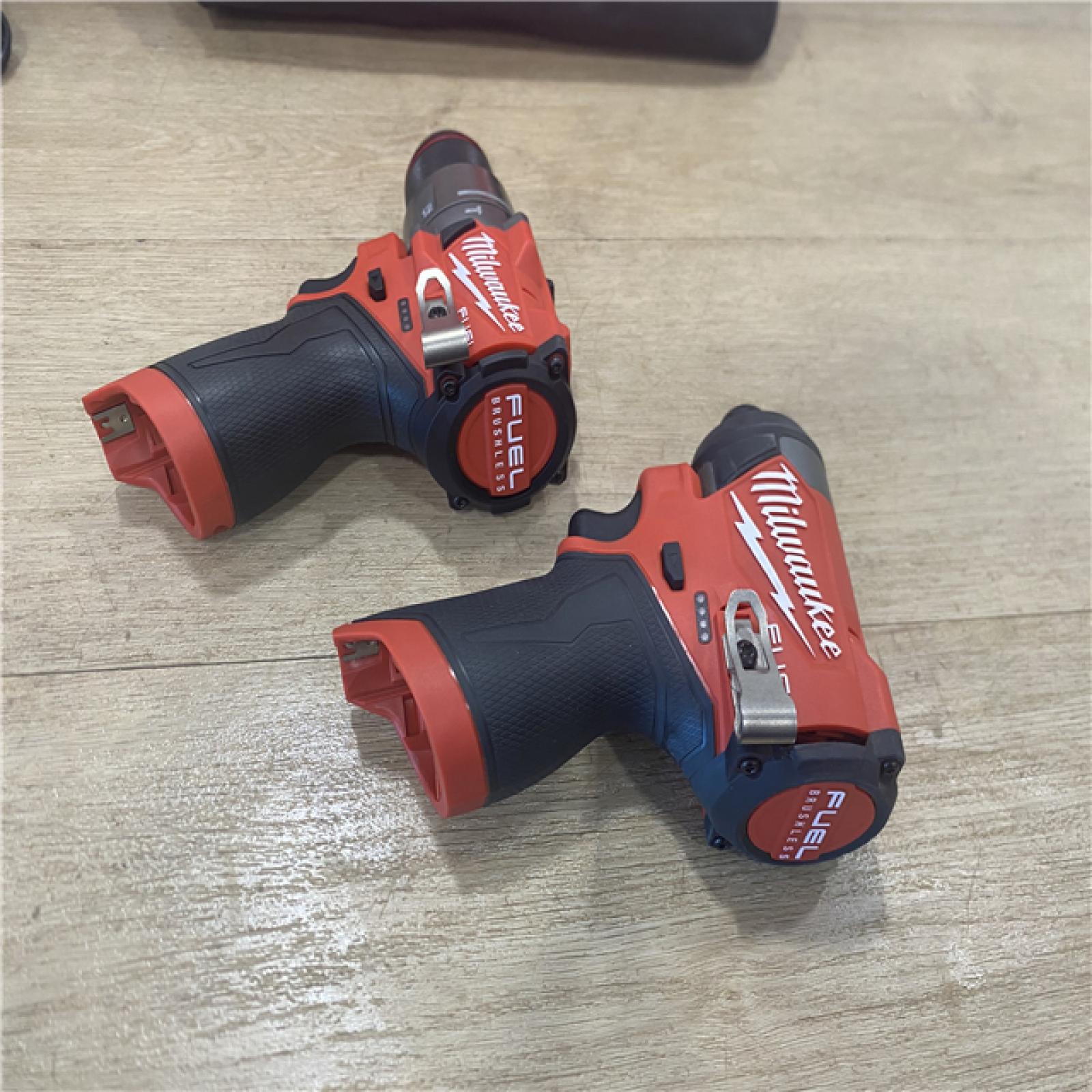 AS-IS Milwaukee FUEL 12-Volt Lithium-Ion Brushless Cordless Hammer Drill and Impact Driver Combo Kit