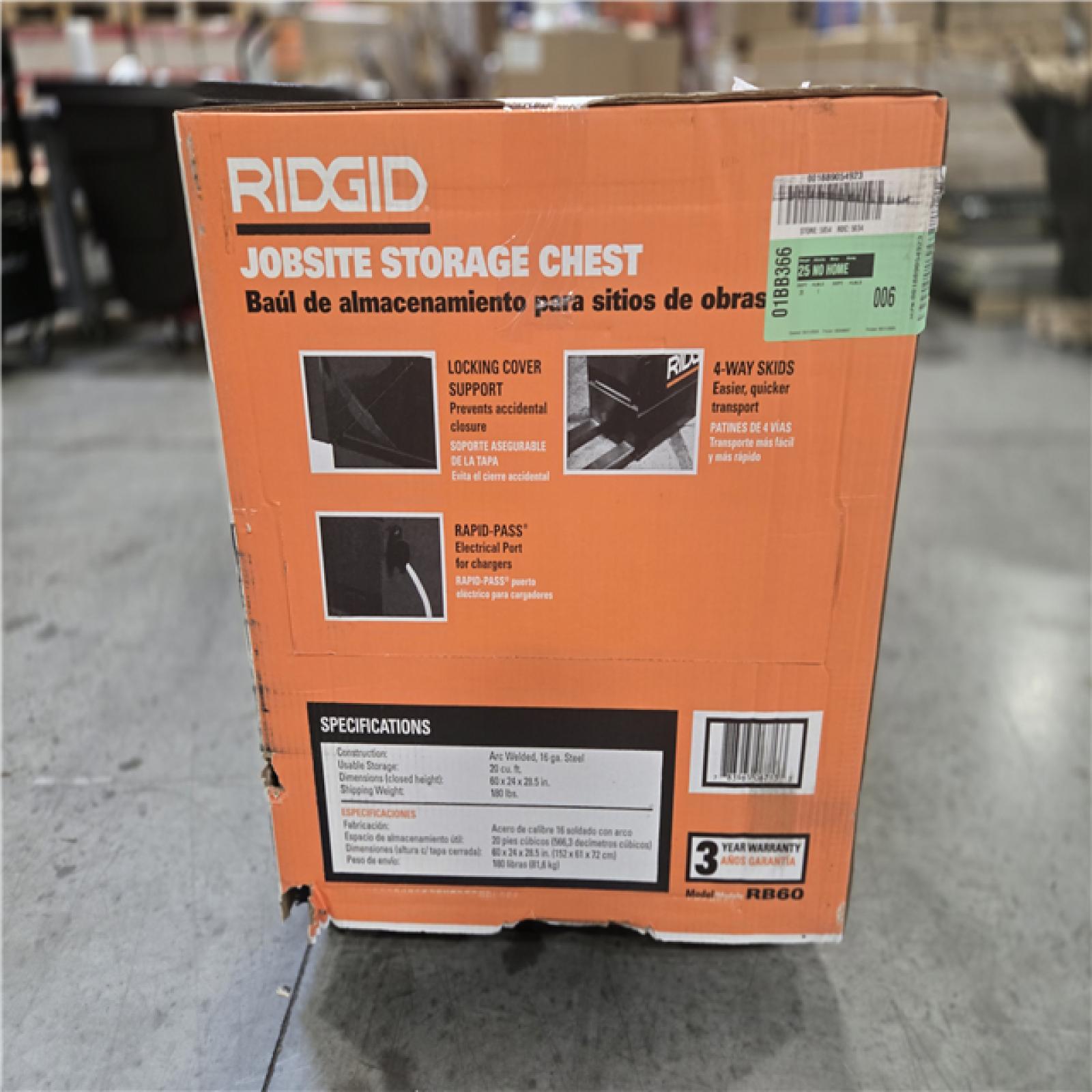 DALLAS LOCATION - AS-IS RIDGID 60IN STORAGE CHEST