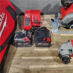 HOUSTON LOCATION - AS-IS Milwaukee M18 18-Volt Lithium-Ion Cordless Combo Kit 5-Tool with 2-Batteries, Charger and Tool Bag