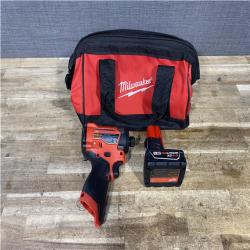 Houston Location AS-IS Milwaukee FUEL 12V Lithium-Ion Brushless Cordless 1/4 in. Hex Impact Driver and Battery