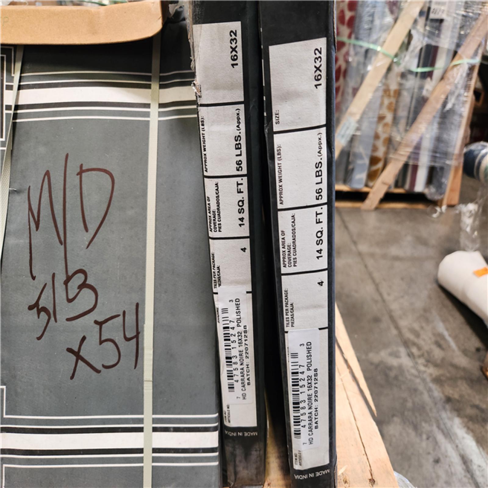Phoenix Location AS-IS MSI Carrara Noire 16 in. x 32 in. Polished Porcelain Marble Look Floor and Wall Tile (596 sq. ft./42 Case)