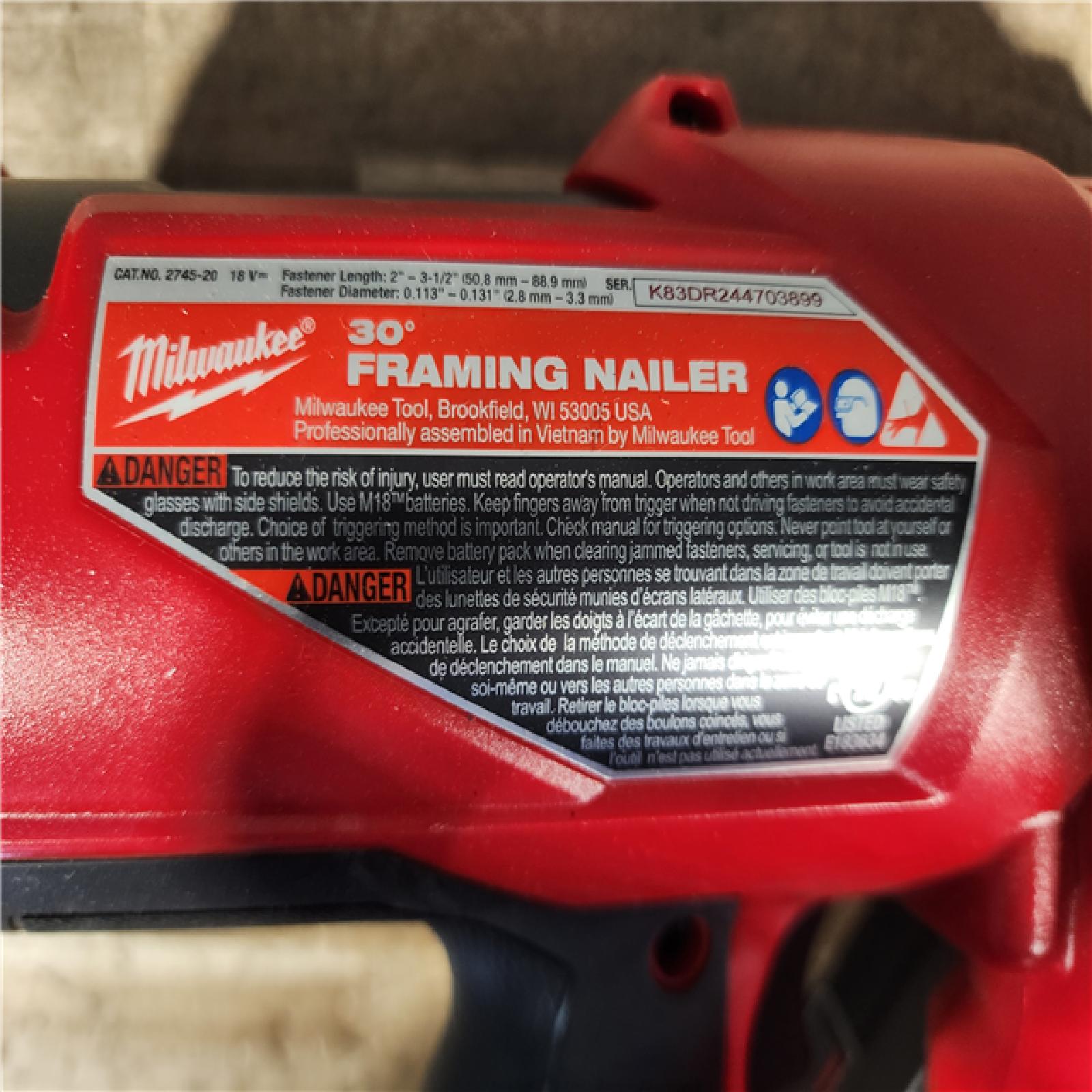 HOUSTON LOCATION - AS-IS Milwaukee FUEL 3-1/2 in. 18-Volt 30-Degree Lithium-Ion Brushless Cordless Framing Nailer (Tool-Only)