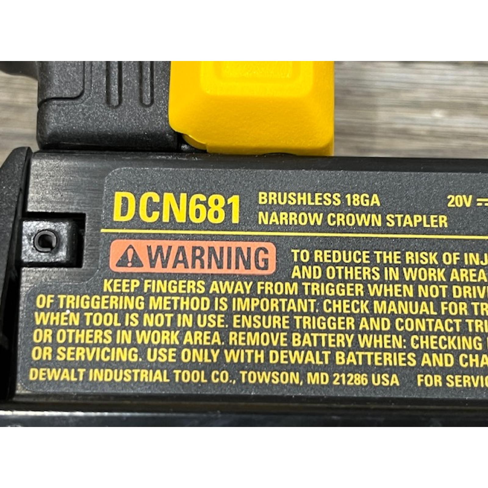 AS-IS DEWALT Cordless 18-Gauge Narrow Crown Stapler (Tool Only)