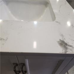 Phoenix AS-IS Home Decorators Collection Dennick 60 in. Double Sink White Bath Vanity with White Engineered Stone Top (Assembled)