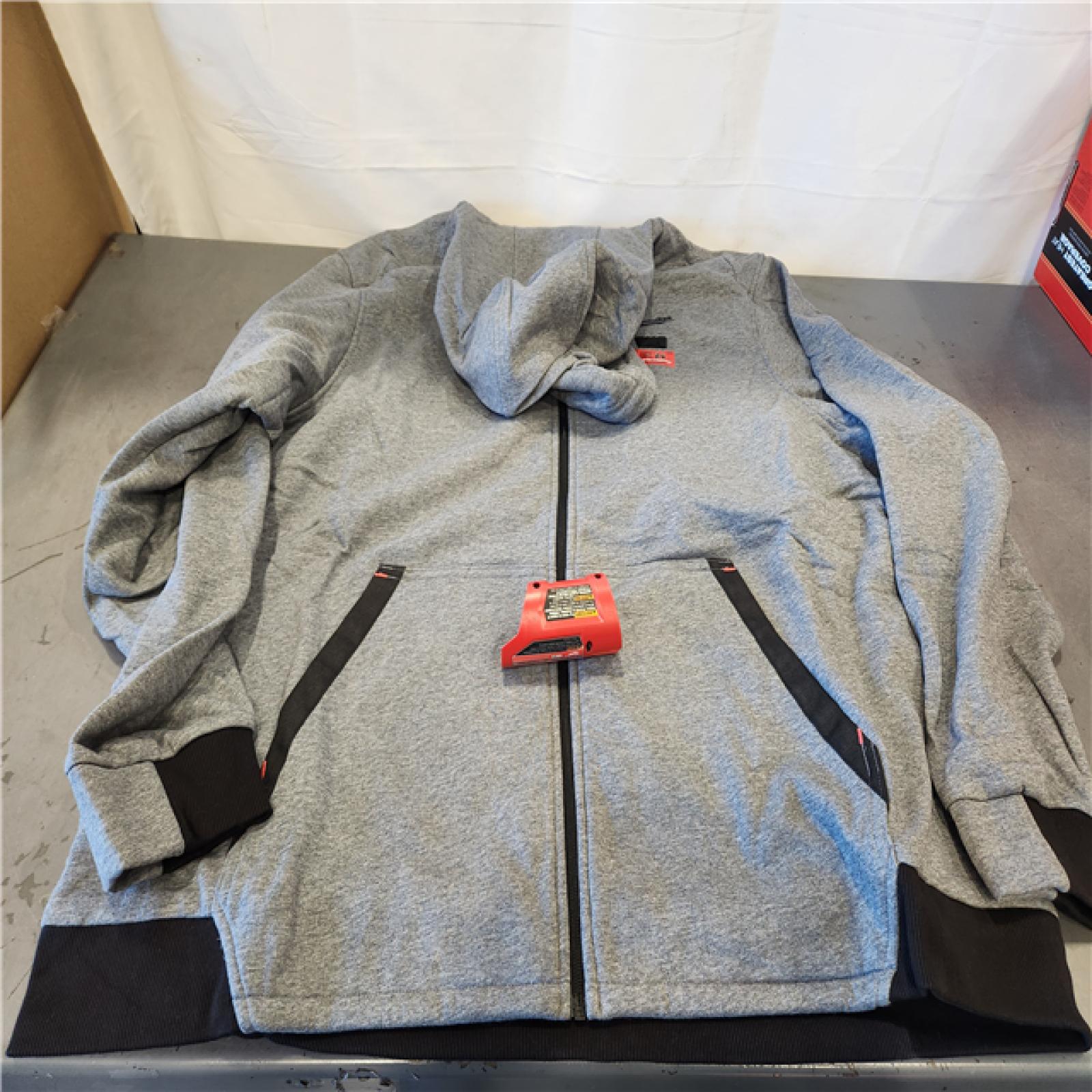 AS-IS- Men's 3X-Large M12 12-Volt Lithium Ion Cordless Gray Heated Hooded Jacket (Jacket and Battery Holder Only)