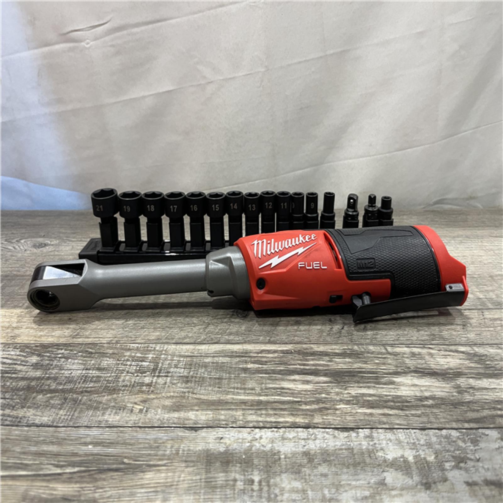 AS-IS Milwaukee FUEL INSIDER 12V Lithium-Ion Brushless Cordless 1/4 in. - 3/8 in. Extended Reach Box Ratchet (Tool-Only)