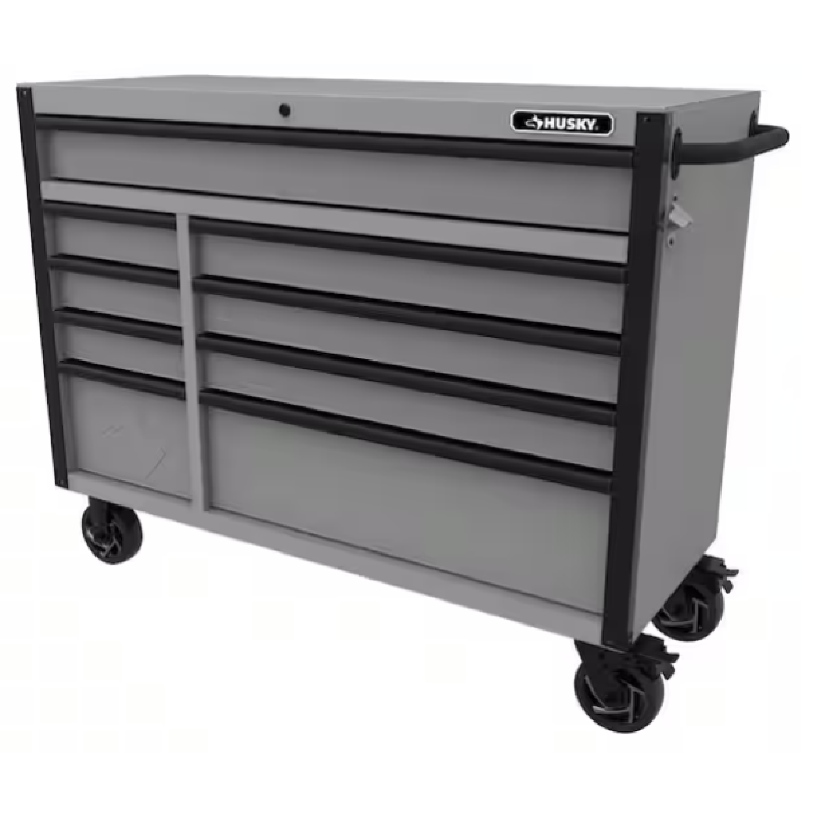 DALLAS LOCATION- AS-IS HUSKY Heavy-Duty 52 in. W x 20 in. D 9-Drawer Matte Gray Rolling Tool Cabinet