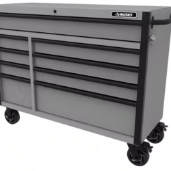 DALLAS LOCATION- AS-IS HUSKY Heavy-Duty 52 in. W x 20 in. D 9-Drawer Matte Gray Rolling Tool Cabinet