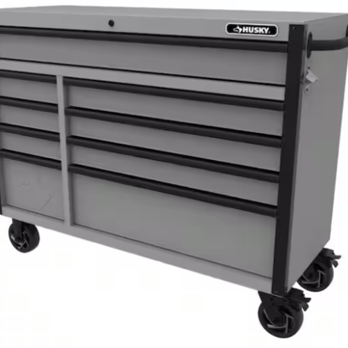 DALLAS LOCATION- AS-IS HUSKY Heavy-Duty 52 in. W x 20 in. D 9-Drawer Matte Gray Rolling Tool Cabinet