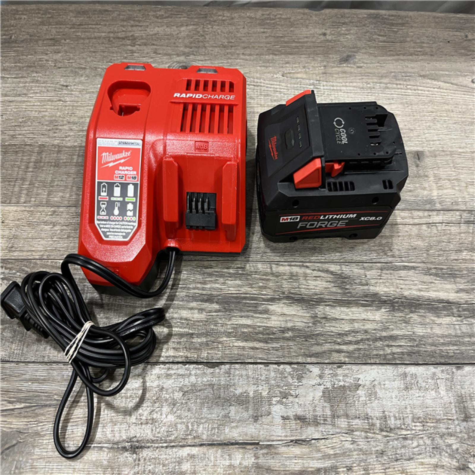 AS-IS Milwaukee 18-Volt Lithium-Ion REDLITHIUM FORGE Starter Kit with 8.0Ah Battery and Rapid Charger