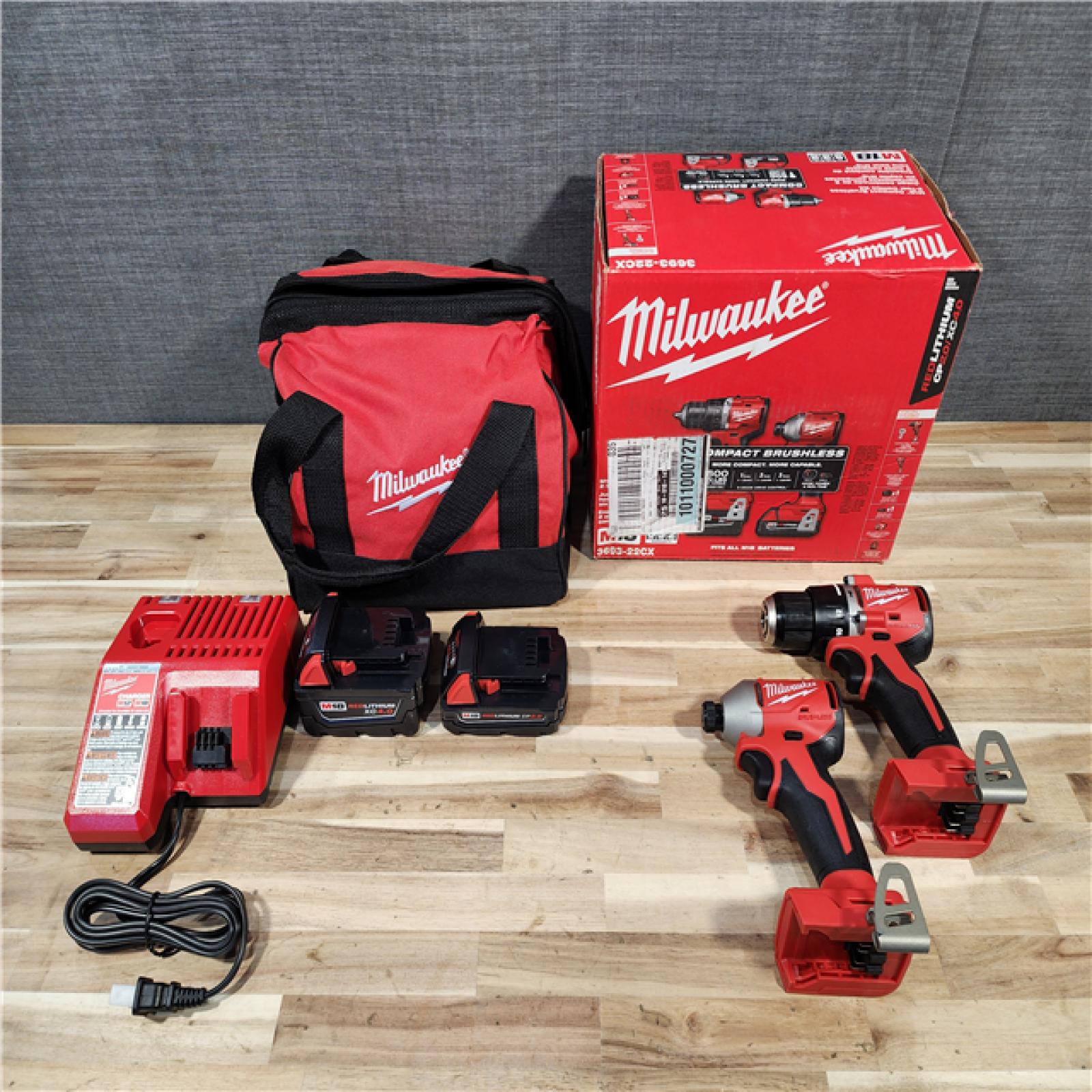 HOUSTON LOCATION - AS-IS Milwaukee 18-Volt Lithium-Ion Brushless Cordless Compact Hammer Drill/Impact Combo Kit