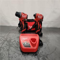 AS-IS- M12 12-Volt Lithium-Ion Brushless Cordless Subcompact Drill and Impact Driver Combo Kit W/2 Batteries and Bag (2-Tool)