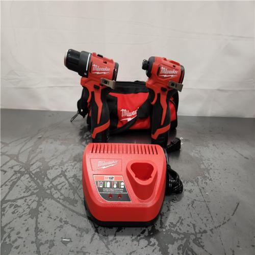 AS-IS- M12 12-Volt Lithium-Ion Brushless Cordless Subcompact Drill and Impact Driver Combo Kit W/2 Batteries and Bag (2-Tool)