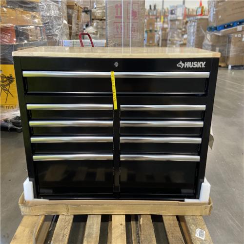 DALLAS LOCATION - Husky Tool Storage 46 in. W x 18 in. D 9-Drawer Mobile Workbench Cabinet in Gloss Black