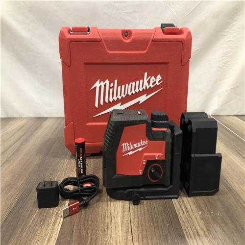AS-IS Milwaukee Green 100 ft. Cross Line and Plumb Points Rechargeable Laser Level with REDLITHIUM Lithium-Ion