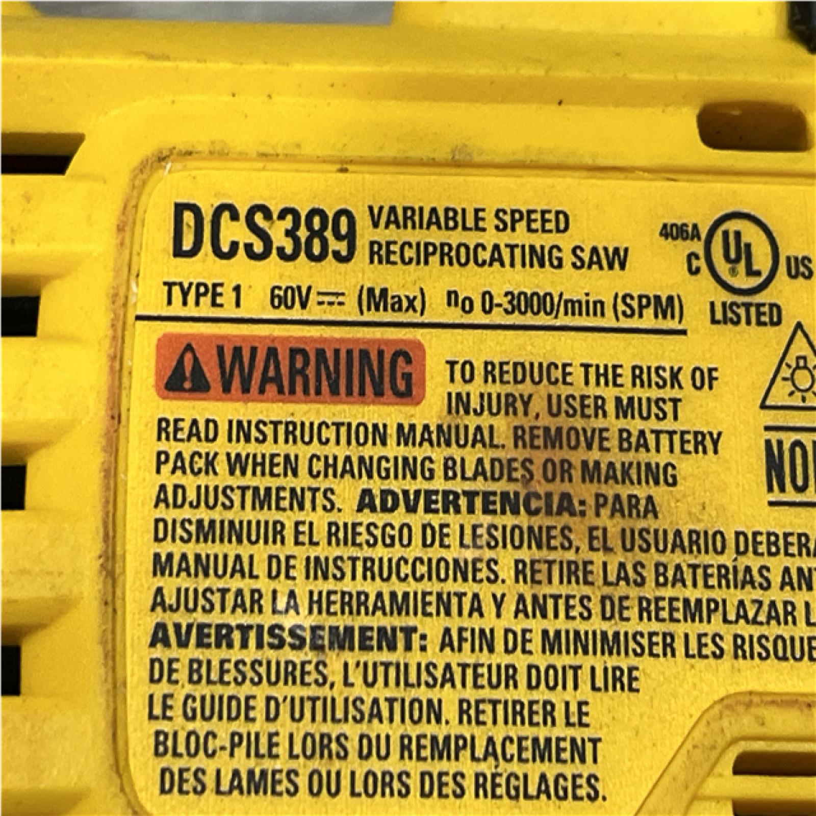 AS-IS DEWALT FLEXVOLT 60V MAX Cordless Brushless Reciprocating Saw (Tool Only)