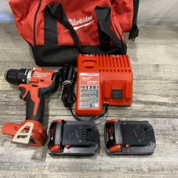AS-IS Milwaukee 18V Lithium-Ion Brushless Cordless 1/2 in. Compact Drill/Driver Kit