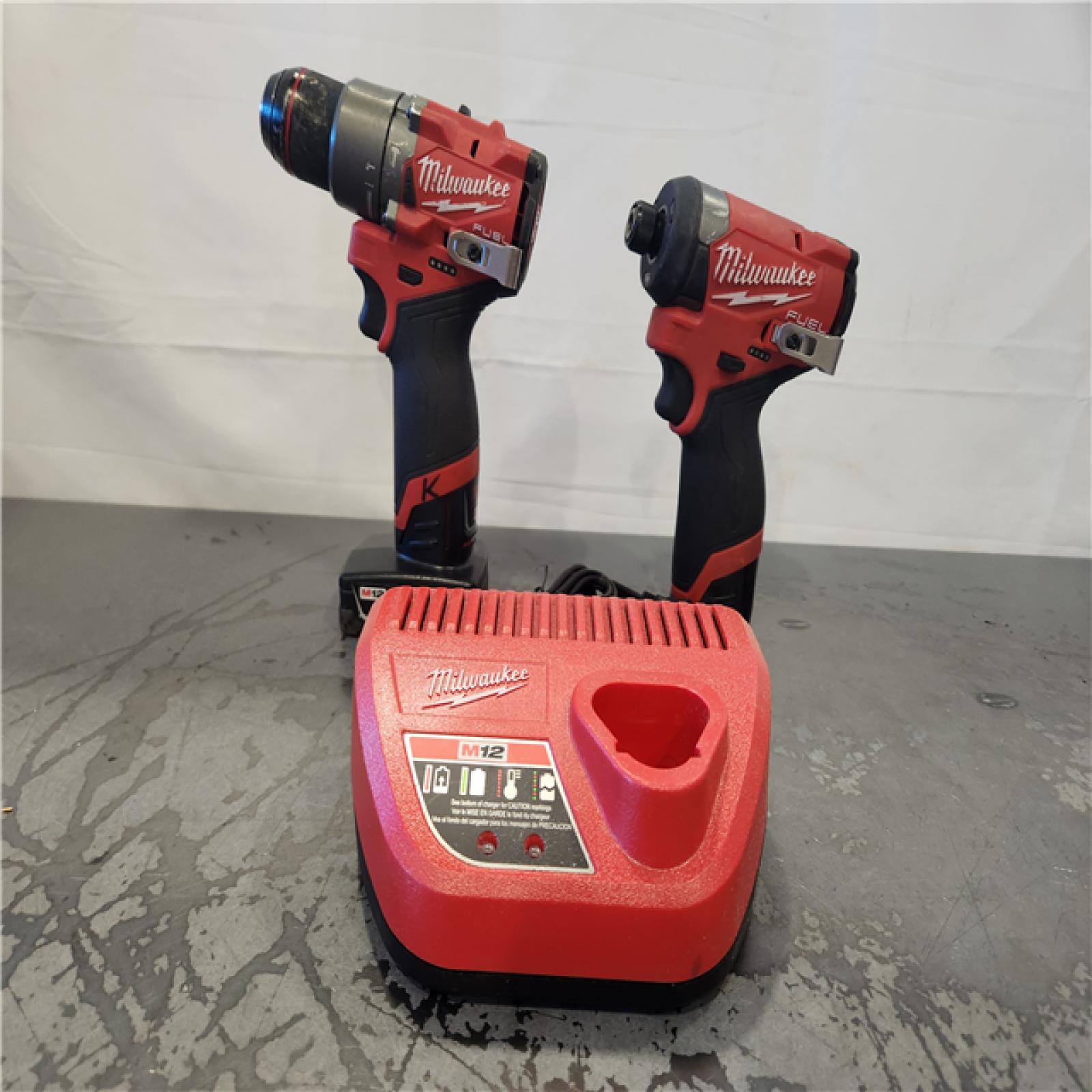 AS-IS- Milwaukee 12V Brushless Hammer Drill and Impact Driver Combo Kit