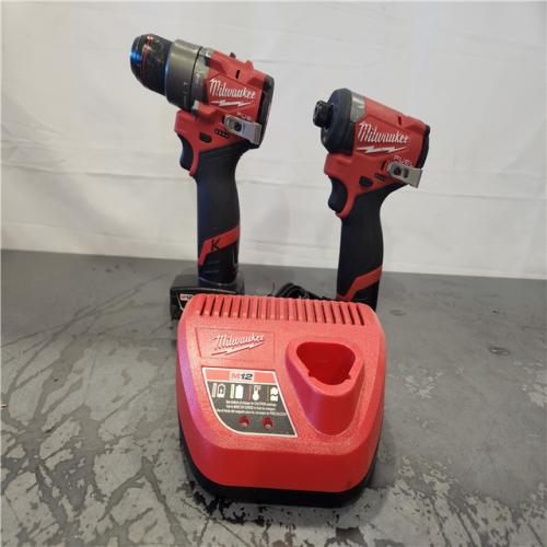 AS-IS- Milwaukee 12V Brushless Hammer Drill and Impact Driver Combo Kit