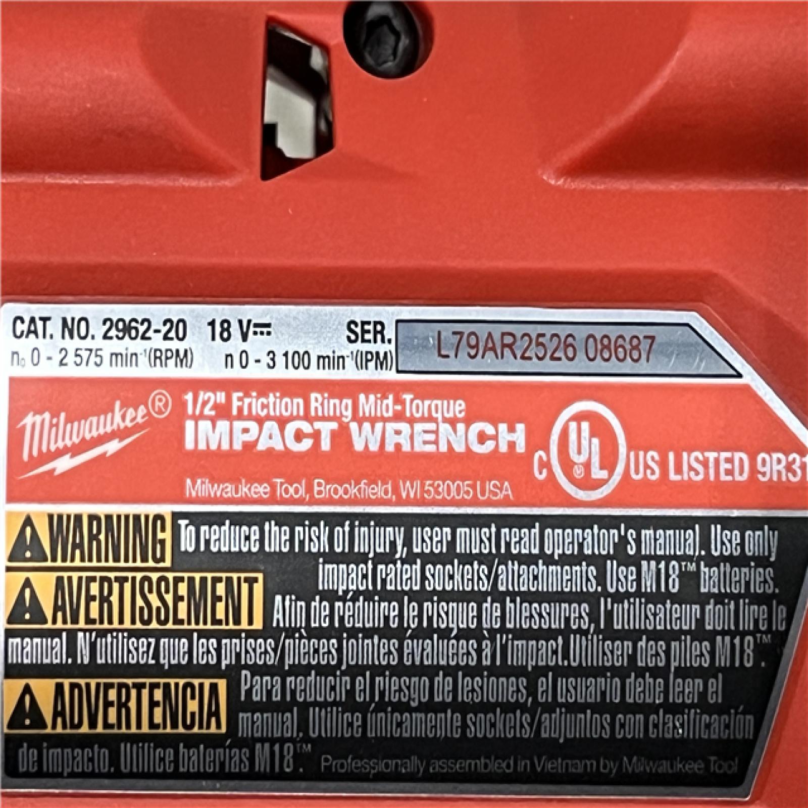 AS-IS Milwaukee FUEL Gen-2 18V Lithium-Ion Brushless Cordless Mid Torque 1/2 in. Impact Wrench w/Friction Ring (Tool-Only)