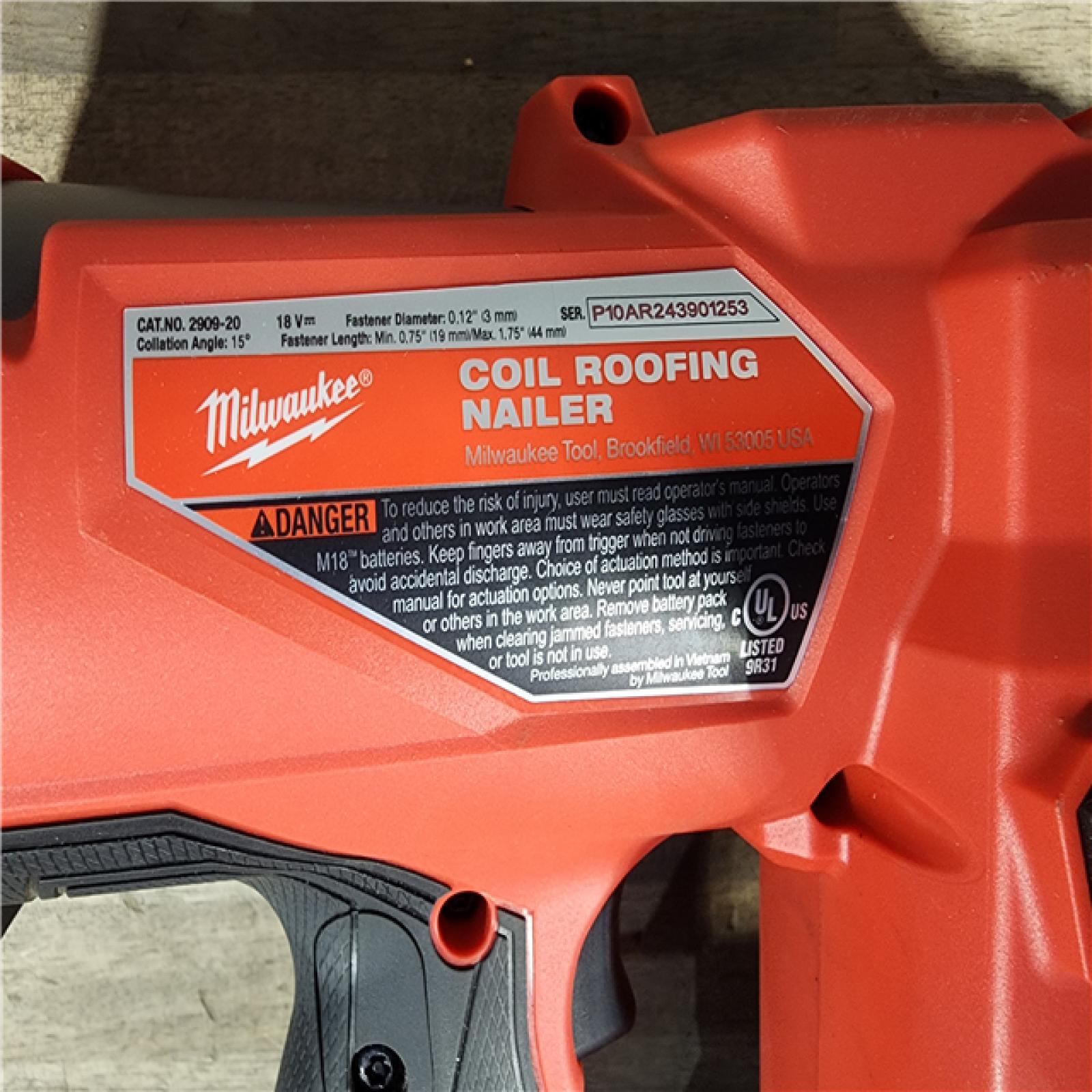 HOUSTON LOCATION - AS-IS Milwaukee M18 FUEL Coil Roofing Nailer (TOOL ONLY)