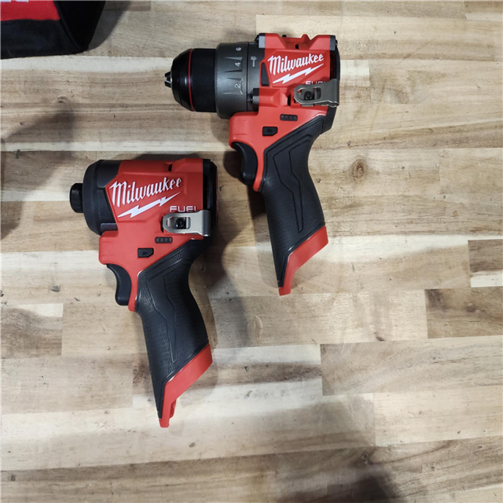 HOUSTON LOCATION - AS-IS Milwaukee FUEL 12-Volt Lithium-Ion Brushless Cordless Hammer Drill and Impact Driver Combo Kit
