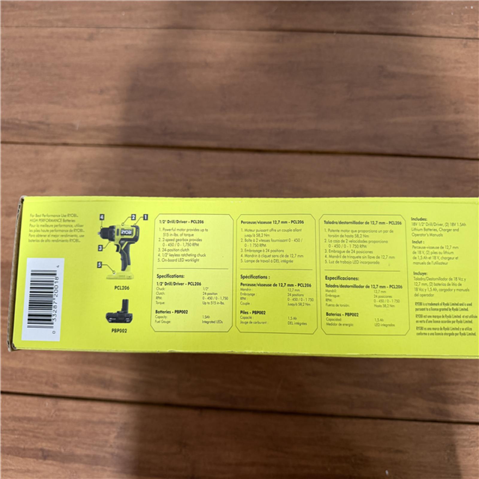 California NEW Sealed Box Ryobi 18V 1/2  Drill/Driver Kit