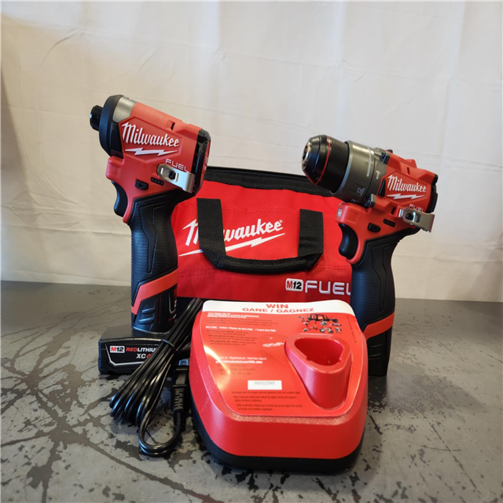 AS-IS- Milwaukee 12V Brushless Hammer Drill and Impact Driver Combo Kit