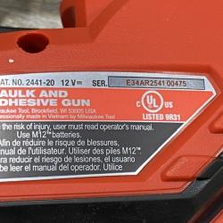 AS-IS Milwaukee 12V Lithium-ion Cordless 20 oz. Aluminum Barrel Adhesive and Caulk Gun Kit