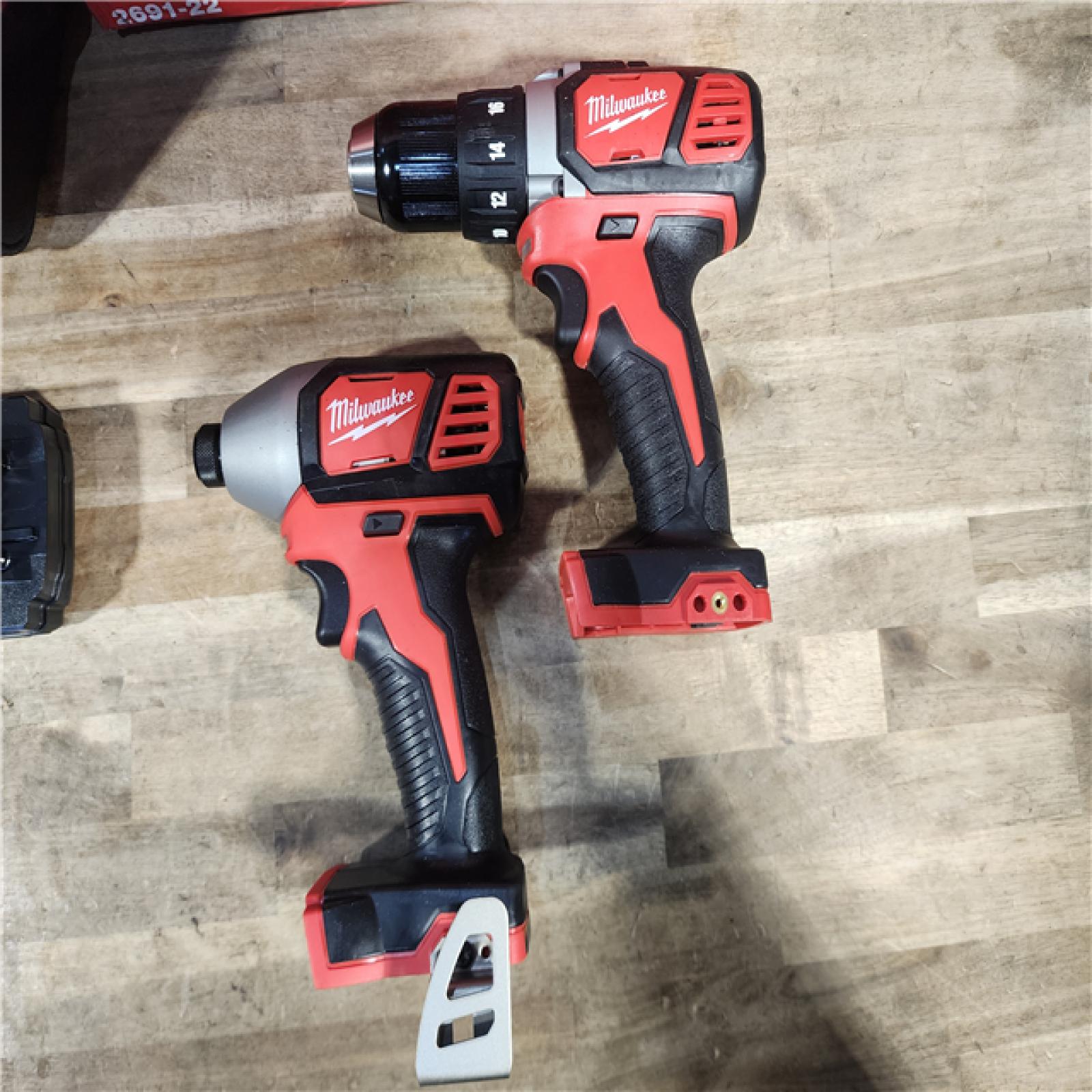 HOUSTON LOCATION - AS-IS Milwaukee 18V Cordless Brushed 2-Tool Drill/Driver and Impact Driver Kit