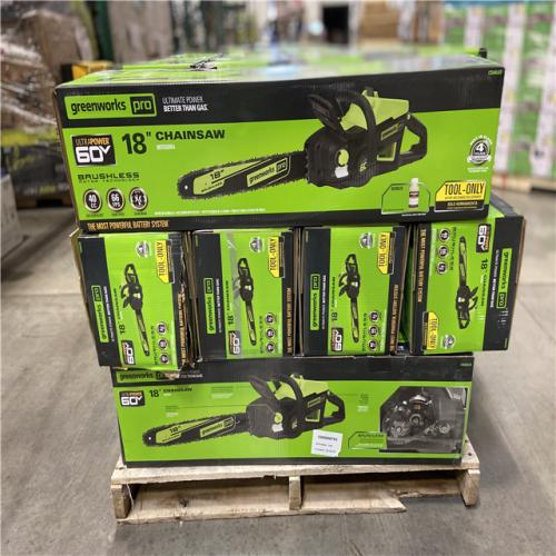 DALLAS LOCATION - Greenworks Pro Bare Tool 60-Volt Max Lithium Ion 18-Inch GEN2 Brushless Cordless Electric Chainsaw; Battery and Charger Not Included 15 (UNITS)