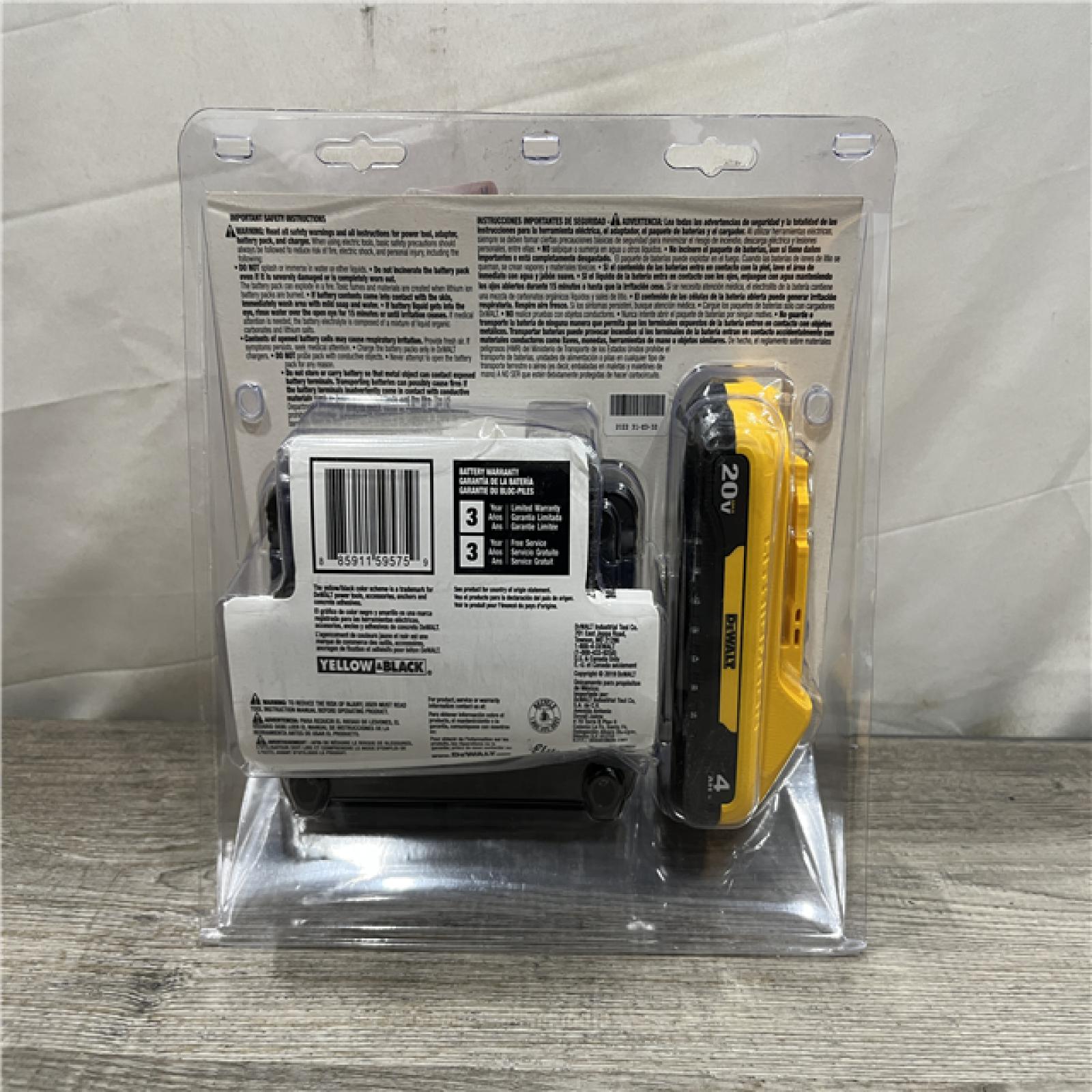 NEW - DEWALT 20-Volt MAX Lithium-Ion 4.0Ah Battery with 12-Volt to 20-Volt MAX Charger