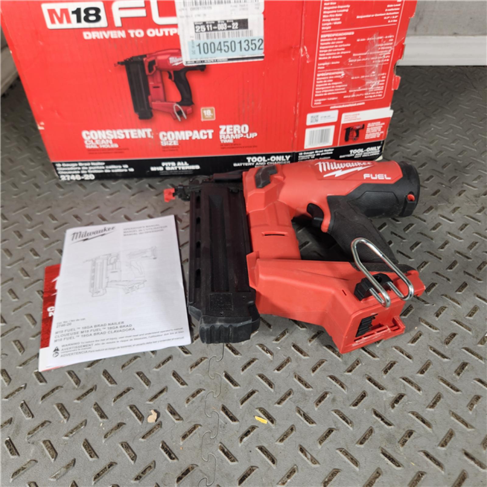 Houston Location - AS-IS Milwaukee M18 Fuel 18V Brushless 18-Gauge Brad Nailer 2746-20 (Bare Tool) - Appears IN USED Condition