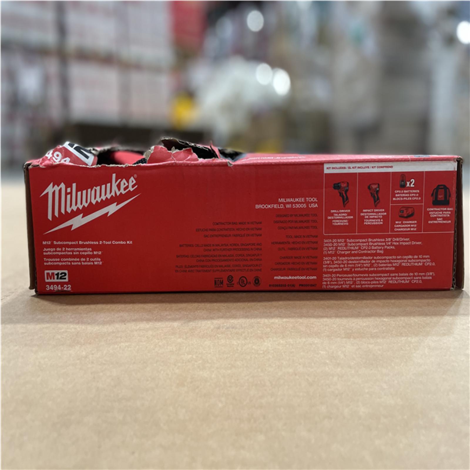 DALLAS LOCATION- M12 12-Volt Lithium-Ion Brushless Cordless Subcompact Drill and Impact Driver Combo Kit