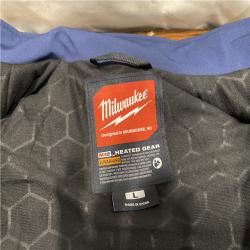 AS-IS Men's Large M12 12-Volt Lithium-Ion Cordless Tough Shell Navy Blue Heated Jacket with (1) 3.0 Ah Battery and Charger